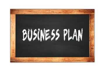 Obraz premium BUSINESS PLAN text written on wooden frame school blackboard.
