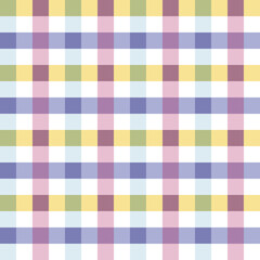 Multicoloured Gingham plaid vector seamless pattern. Buffalo check surface design. Geometric abstract background.