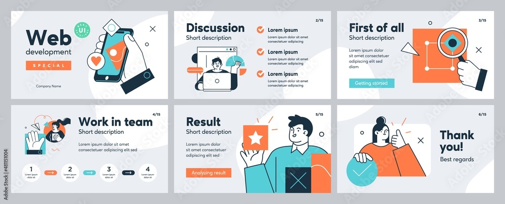 Aufkleber presentation and slide layout background. design template with business people. use for business ann