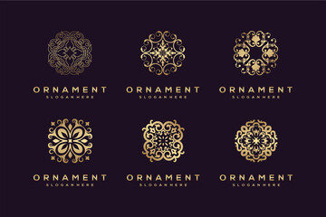 Ornament floral and mandala logo design vector set