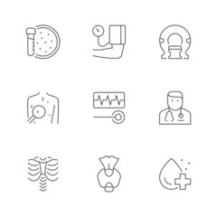 Set line icons of checkup