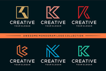 abstract initial letter k Logo Design Vector