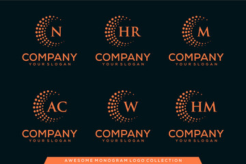 set of monogram letter logo design