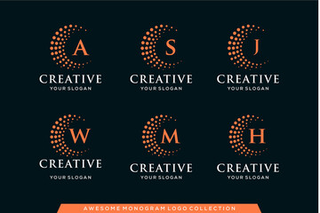 set of monogram logo design template