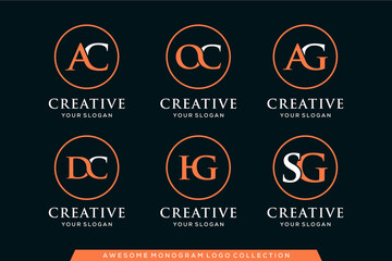 set of Monogram logo design template 