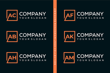 set of Monogram letter logo design template