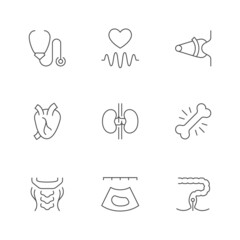 Set line icons of checkup