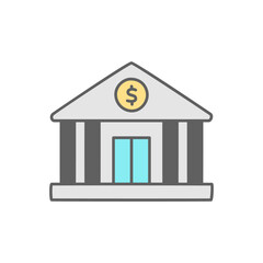 Bank Build Icon in color icon, isolated on white background 