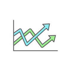 Line chart Icon in color icon, isolated on white background 