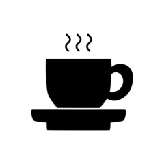 Coffee Icon in black flat glyph, filled style isolated on white background
