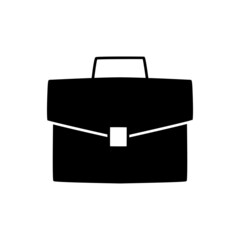 Briefcase Icon in black flat glyph, filled style isolated on white background