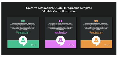 Creative Testimonial Banner, Quote , Infographic Template Editable Vector Illustration 