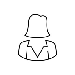 Businesswoman Icon  in black line style icon, style isolated on white background