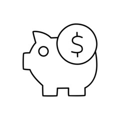 Saving Icon  in black line style icon, style isolated on white background