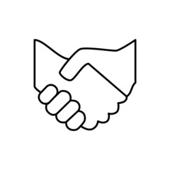 Fototapeta premium Handshake Icon in black line style icon, style isolated on white background