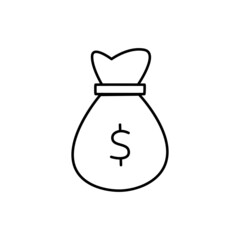 Obraz premium Money Bag Icon in black line style icon, style isolated on white background