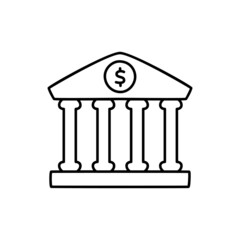 Bank Build Icon  in black line style icon, style isolated on white background