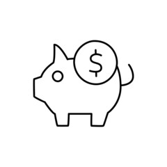 Saving Icon  in black line style icon, style isolated on white background