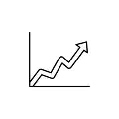 Line chart Icon  in black line style icon, style isolated on white background