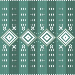 Green bohemian pattern. Boho style. Green and white.