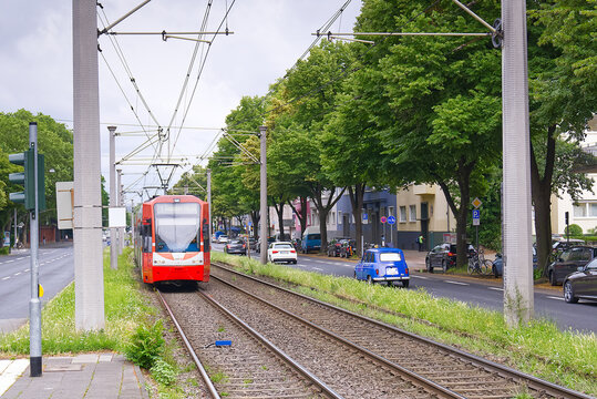 COLOGNE, GERMANY - JULY 2021: Cologne Railway tram. New K4500 tram in summer
