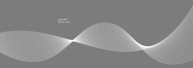 Vector abstract background with wave of flowing particles, smoke flowing grey design, smooth and soft relaxing image.