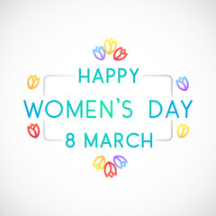 8th March - International Women's Day. Vector template with lettering and tulips. Design forgreeting cards, posters, banners.