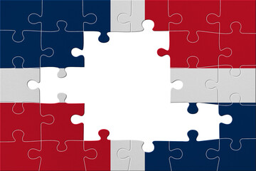World countries. Puzzle- frame background in colors of national flag. Dominican Republic