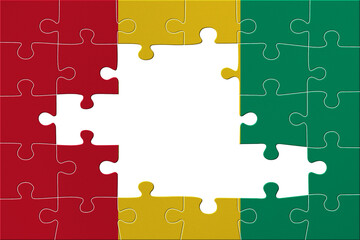 World countries. Puzzle- frame background in colors of national flag. Guinea