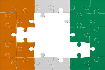 World countries. Puzzle- frame background in colors of national flag. Ivory Coast