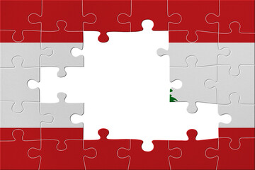 World countries. Puzzle- frame background in colors of national flag. Lebanon