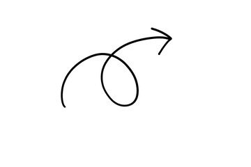 Simple pen-shaped black hand drawn arrow mark