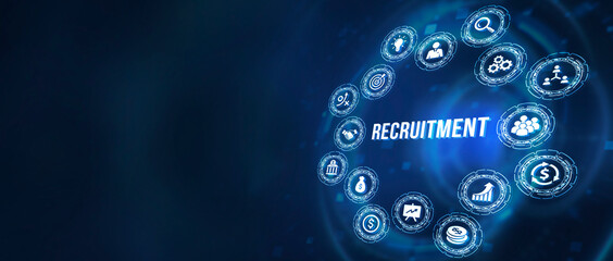 Fototapeta premium Internet, business, Technology and network concept.Recruitment career employee interview business HR Human Resources concept. 3d illustration.