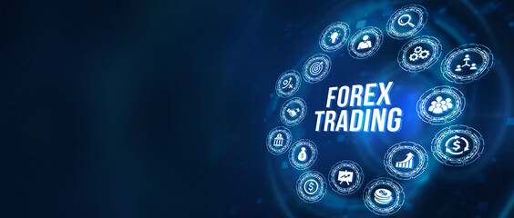 Fototapeta premium Internet, business, Technology and network concept. FOREX TRADING, new business concept. 3d illustration.