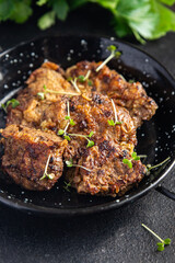 fried liver offal pork, beef healthy meal food snack on the table copy space food background rustic top view keto or paleo diet