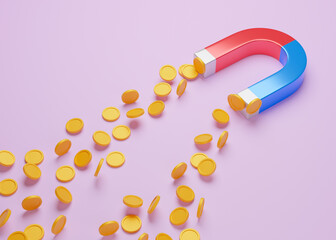 Raising money for investment. The magnet attracts gold coins