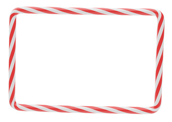 Fototapeta premium Rectangle frame made from candy cane lollipop. isolated on white background. 3d render