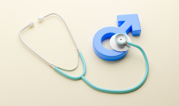 Doctor for men. Stethoscope and male gender symbol. 3d render