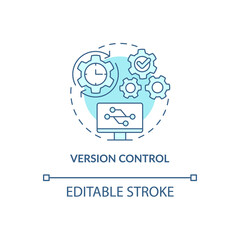 Version control turquoise concept icon. Safety of sensitive data abstract idea thin line illustration. Isolated outline drawing. Editable stroke. Roboto-Medium, Myriad Pro-Bold fonts used