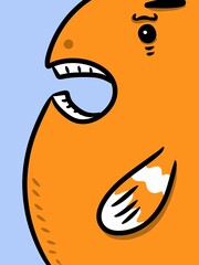 cute fish cartoon on blue background