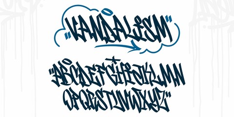 Bold Abstract Handwritten Hiphop Graffiti Street Art Style Font Alphabet Vector Illustration