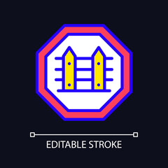 Country borders RGB color icon for dark theme. Homeland security. State barrier. Crimes prevention. Simple filled line drawing on night mode background. Editable stroke. Pixel perfect. Arial font used