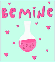 Valentine card with hearts and simple font