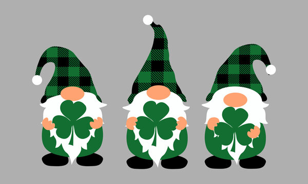 Buffalo Plaid Gnomes Shamrock Svg - Patrick's Vector 