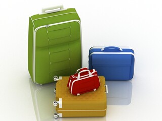 Suitcases isolated on white background.3d Render .