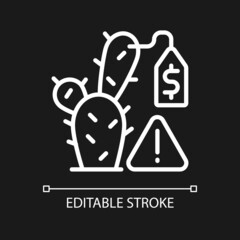 Succulent smuggling white linear icon for dark theme. Thin line customizable illustration. Isolated vector contour symbol for night mode. Editable stroke. Pixel perfect. Arial font used