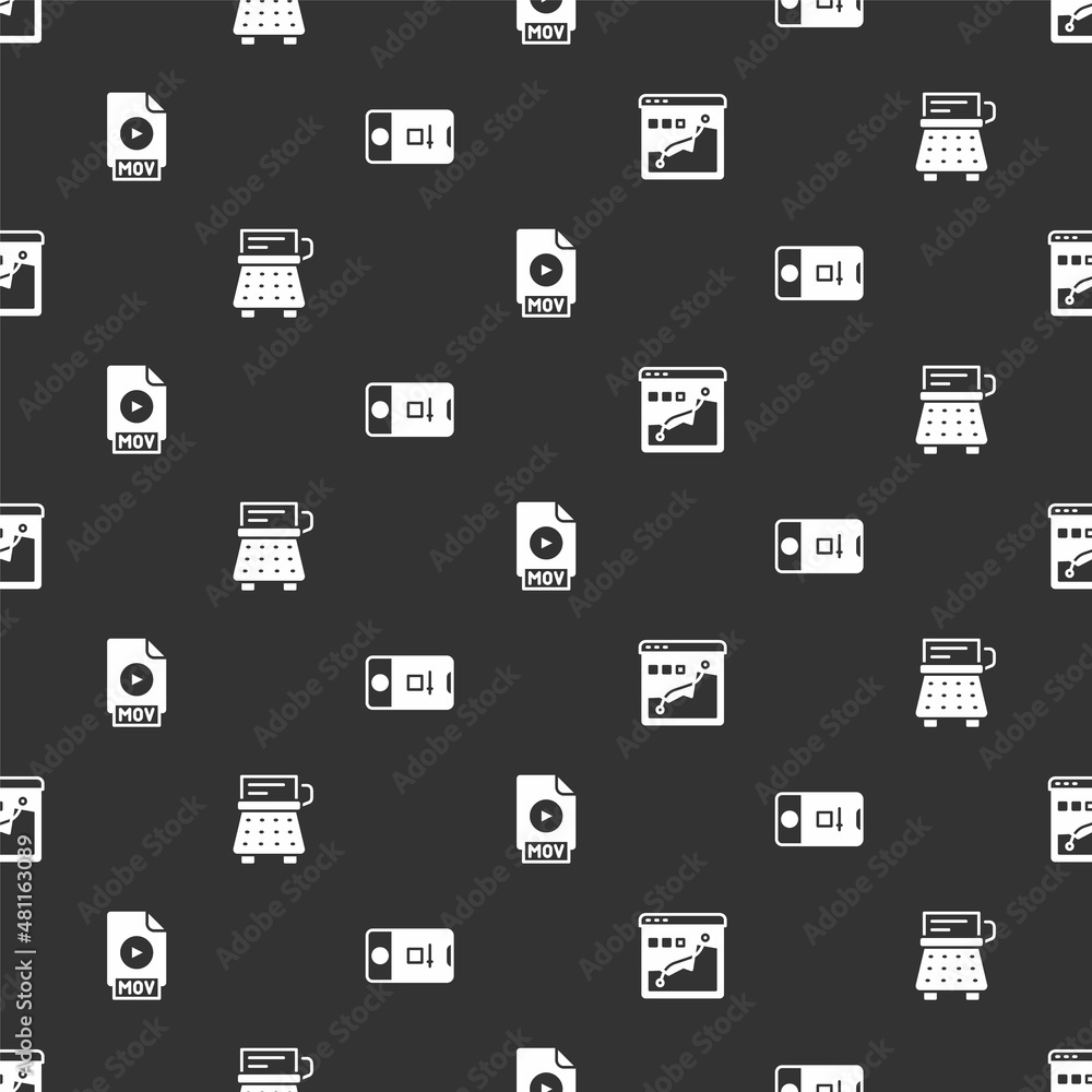 Poster set histogram graph photography, retro typewriter, mov file document and photo and video shooting on