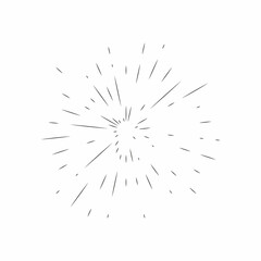 Obraz premium Sun rays hand drawn, linear drawing.