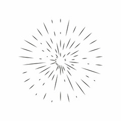 Obraz premium Sun rays hand drawn, linear drawing.