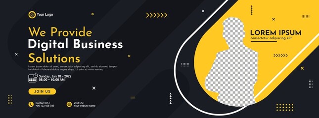 Business conference banner template design for webinar, marketing, online class program, etc